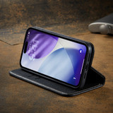 For iPhone 17 Pro Case, Fierre Shann Genuine Cowhide Leather Wallet Cover, Black | iCoverLover Australia