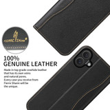 For iPhone 16 Case, Fierre Shann Genuine Cowhide Leather Wallet Cover, Black | iCoverLover Australia