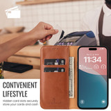 For iPhone 16 Case, Leather, Flip Wallet Folio Cover, Stand, Brown | iCoverLover Australia