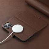 For iPhone 16 Pro Case Leather Flip Wallet Cover Stand Compatible with MagSafe Brown | iCoverLover Australia