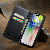 For iPhone 16 Pro Case, Fierre Shann Genuine Cowhide Leather Wallet Cover, Black | iCoverLover Australia