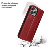For iPhone 16 Pro Case, Fierre Shann Genuine Cowhide Leather Wallet Cover, Red | iCoverLover Australia