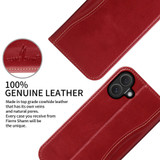 For iPhone 16 Plus Case, Fierre Shann Genuine Cowhide Leather Wallet Cover, Red | iCoverLover Australia