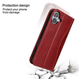 For iPhone 16 Plus Case, Fierre Shann Genuine Cowhide Leather Wallet Cover, Red | iCoverLover Australia