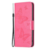 For iPhone 16 Pro Case, Butterfly Emboss Folio PU Leather Wallet Cover, Rose Red | iCoverLover Australia