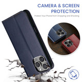 For iPhone 16 Pro Max Case, Leather, Flip Wallet Folio Cover, Stand, Blue | iCoverLover Australia
