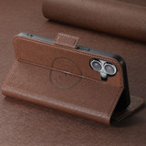 For iPhone 16 Case Leather Flip Wallet Cover Stand Compatible with MagSafe Brown | iCoverLover Australia