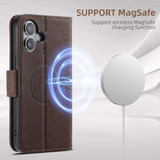 For iPhone 16 Case Leather Flip Wallet Cover Stand Compatible with MagSafe Brown | iCoverLover Australia