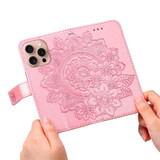 For iPhone 16 Pro Case, Flower Mandala PU Leather Folio Wallet Cover, Rose Gold | iCoverLover Australia