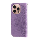For iPhone 16 Pro Case, Flower Mandala PU Leather Folio Wallet Cover, Light Purple | iCoverLover Australia