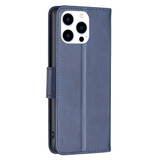 For iPhone 16 Pro Case, Lambskin Texture PU Leather Folio Wallet Cover, Blue | iCoverLover Australia
