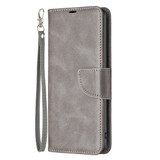 For iPhone 16 Pro Case, Lambskin Texture PU Leather Folio Wallet Cover, Grey | iCoverLover Australia