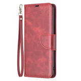 For iPhone 16 Plus Case, Lambskin Texture PU Leather Folio Wallet Cover, Red | iCoverLover Australia