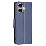 For iPhone 16 Plus Case, Lambskin Texture PU Leather Folio Wallet Cover, Blue | iCoverLover Australia