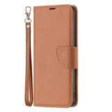 For iPhone 16 Plus Case, Lychee Texture Folio PU Leather Wallet Cover, Brown | iCoverLover Australia