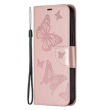 For iPhone 16 Plus Case, Butterfly Emboss Folio PU Leather Wallet Cover, Rose Gold | iCoverLover Australia
