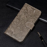 For iPhone 16 Plus Case, Floral Lace Pattern PU Leather Wallet Cover, Grey | iCoverLover Australia