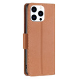 For iPhone 16 Pro Case, Lychee Texture Folio PU Leather Wallet Cover, Brown | iCoverLover Australia
