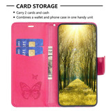 For iPhone 16 Case, Butterfly Emboss Folio PU Leather Wallet Cover, Rose Red | iCoverLover Australia