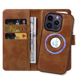 For iPhone 14 Pro Max Case Detachable Wallet Cover Compatible with MagSafe Brown | iCoverLover Australia