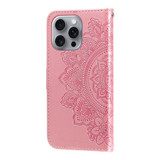 For iPhone 16 Pro Max Case, Flower Mandala PU Leather Folio Wallet Cover, Rose Gold | iCoverLover Australia