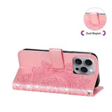 For iPhone 16 Pro Max Case, Flower Mandala PU Leather Folio Wallet Cover, Rose Gold | iCoverLover Australia