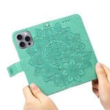For iPhone 16 Pro Max Case, Flower Mandala PU Leather Folio Wallet Cover, Green | iCoverLover Australia
