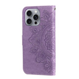 For iPhone 16 Pro Max Case, Flower Mandala PU Leather Folio Wallet Cover, Light Purple | iCoverLover Australia