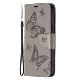 For iPhone 16 Case, Butterfly Emboss Folio PU Leather Wallet Cover, Grey | iCoverLover Australia