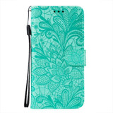 For iPhone 16 Case, Floral Lace Pattern PU Leather Wallet Cover, Green | iCoverLover Australia