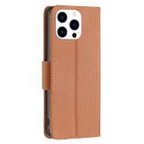 For iPhone 15 Pro Case, Lychee Texture Folio PU Leather Wallet Cover, Brown | iCoverLover Australia