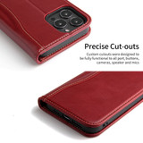 For iPhone 15 Pro Max Case, Fierre Shann Genuine Cowhide Leather Wallet Cover, Red | iCoverLover Australia