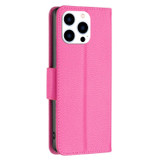 For iPhone 15 Pro Case, Lychee Texture Folio PU Leather Wallet Cover, Rose Red | iCoverLover Australia