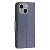 For iPhone 15 Plus Case, Lychee Texture Folio PU Leather Wallet Cover, Blue | iCoverLover Australia
