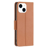 For iPhone 15 Case, Lychee Texture Folio PU Leather Wallet Cover, Brown | iCoverLover Australia