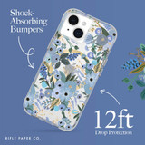 For iPhone 15 Plus Case-Mate Rifle Paper MagSafe Cover, Garden Party Blue | iCoverLover Australia