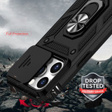For iPhone 15 Pro Case, Tough, Protective, Slide Camera Cover, Magnetic Ring Holder, Black | iCoverLover Australia