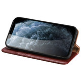 For iPhone 14 Pro Max Case Fashion Cowhide Genuine Leather Wallet Cover Wine Red | iCoverLover Australia