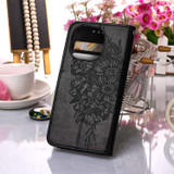For iPhone 14 Pro Max Case, Embossed Floral Butterfly, PU Leather Wallet Cover, Lanyard, Stand, Black | iCoverLover Australia