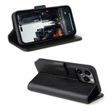For iPhone 14 Pro Max Case iCoverLover Black Genuine Cow Leather Wallet Folio Cover | iCoverLover Australia