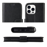 For iPhone 14 Pro Max Case iCoverLover Black Genuine Cow Leather Wallet Folio Cover | iCoverLover Australia