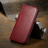 For iPhone 17 Pro Max Case, Fierre Shann Genuine Cowhide Leather Wallet Cover, Red | iCoverLover Australia