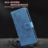 For iPhone 17 Pro Max Wallet Case - Protective Embossed Floral PU Leather Cover, Blue | iCoverLover Australia
