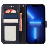 For iPhone 17 Pro Wallet Case - Elegant Lace Flower PU Leather Folio Cover, Dark Blue | iCoverLover Australia