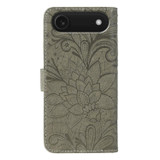 For iPhone Air Wallet Case - Elegant Lace Flower PU Leather Folio Cover, Grey | iCoverLover Australia