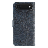 For iPhone Air Wallet Case - Elegant Lace Flower PU Leather Folio Cover, Dark Blue | iCoverLover Australia