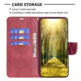 For Samsung Galaxy S24 Ultra Case - Lambskin Texture, Folio PU Leather Wallet Cover with Card Slots, Lanyard, Red | iCoverLover Australia