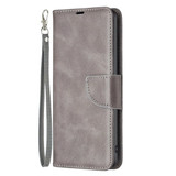 For Samsung Galaxy S24 Ultra Case - Lambskin Texture, Folio PU Leather Wallet Cover with Card Slots, Lanyard, Grey | iCoverLover Australia