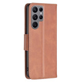For Samsung Galaxy S24 Ultra Case - Lambskin Texture, Folio PU Leather Wallet Cover with Card Slots, Lanyard, Brown | iCoverLover Australia