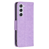 For Samsung Galaxy S24 Case - Embossed Butterflies, Folio Wallet PU Leather Cover, Stand, Purple | iCoverLover Australia